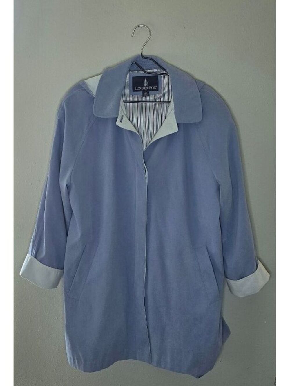 London Fog Women’s XL Blue Hooded Lightweight Coat Jacket Raincoat